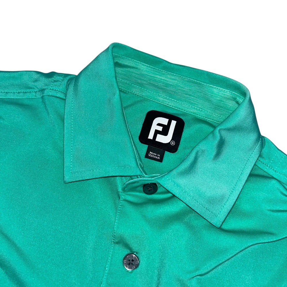FootJoy FJ Golf Polo Shirt Mens Short Sleeve Green Black Stripe Athletic Medium